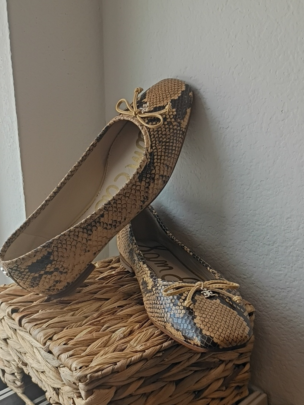 Sam Edelman Snake Print- Jillie Ballet Flats in Tan and Brown Square Toe Size 8 - Picture 3 of 10